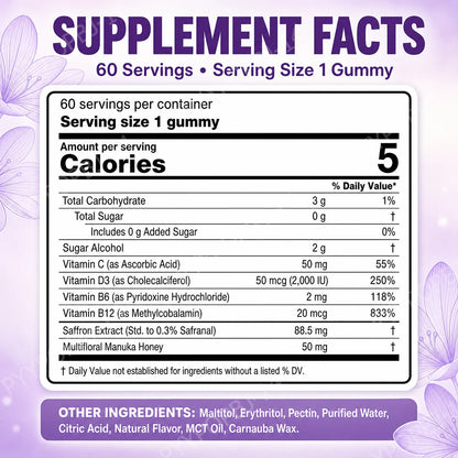 Saffron Mood Support Gummies - 60 Count
